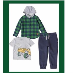 BUFFALO DAVID BITTON BOYS 3 PIECE OUTFIT BRAND NEW WITH TAGS GREEN & NAVY BLU